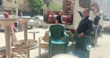 رفع إشغالات المقاهى وإزالة أعمال بناء مخالف خلال حملات بحى الهرم.. صور