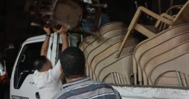 رفع تعديات مقهى على حرم الطريق بالعمرانية استجابة لشكاوى المواطنين