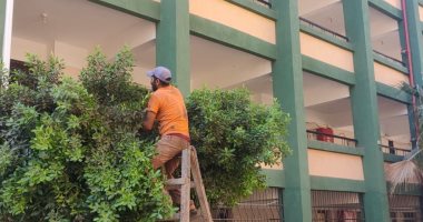 نظافة وصيانة وزراعة أشجار ومتابعة حالة المرافق العامة بمدارس كفر الشيخ