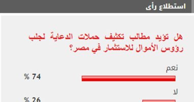 74 % من القراء يطالبون بتكثيف الدعاية لجلب الاستثمارات الأجنبية لمصر