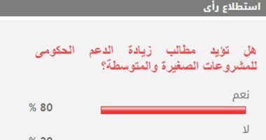 80% من القراء يطالبون بزيادة الدعم المخصص لمشروعات الصغيرة والمتوسطة