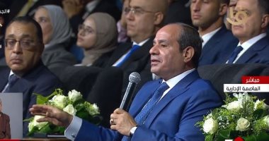 الرئيس السيسي بمؤتمر "حكاية وطن": حلم المصريين كبير ومش "لقمة" أبدا
