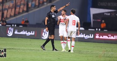 طرد محمد عواد فى مباراة الزمالك والبنك الأهلى وخروج الجزيرى