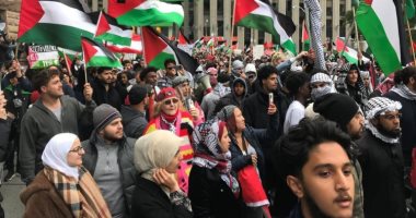 تظاهرات عارمة أمام البرلمان الكندى تطالب بوقف دائم لإطلاق النار في غزة