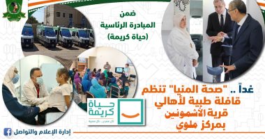 مديرية صحة المنيا تواصل تنظم قافلة طبية لأهالى قرية الأشمونين بمركز ملوى