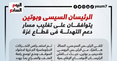 الرئيسان السيسى وبوتين يتوافقان على تغليب مسار دعم التهدئة فى قطاع غزة.. إنفوجراف