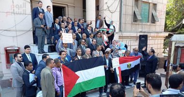 محامون ينظمون وقفة على سلالم نقابتهم للتضامن مع الشعب الفلسطينى  