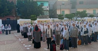طلاب مدارس طنطا يقفون دقيقة حدادا على أرواح شهداء فلسطين 