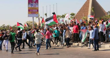 تحيا مصر.. مسيرات جديدة تنضم للمواطنين أمام المنصة بشعار "الشعب العربى واحد"