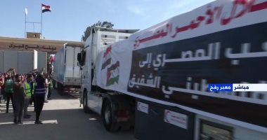 بث مباشر.. عبور شاحنات المساعدات الإنسانية من معبر رفح إلى قطاع غزة