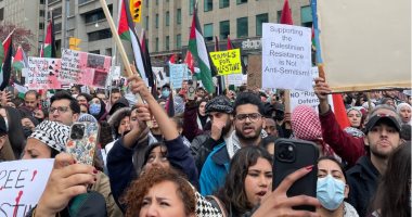 مظاهرات حاشدة فى كندا تندد بجرائم الاحتلال الإسرائيلى ضد الفلسطينيين.. فيديو