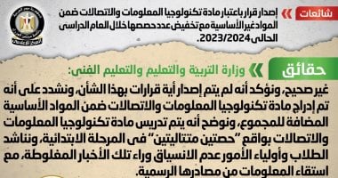 أخبار مصر.. الحكومة تنفى اعتبار مادة تكنولوجيا المعلومات غير أساسية