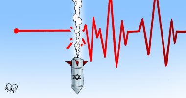 قذائف إسرائيل تقتل الحياة في كاريكاتير "اليوم السابع"