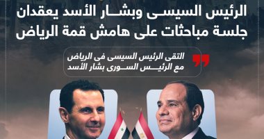 الرئيس السيسى وبشار الأسد يعقدان جلسة مباحثات على هامش قمة الرياض..إنفوجراف