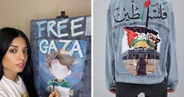 "سارة" تتضامن مع فلسطين بلوحات على الملابس: فن يدوى للتعبير عن الألم