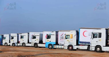 صندوق تحيا مصر يجهز 199 شاحنة مواد غذائية وأدوية إلى غزة.. صور