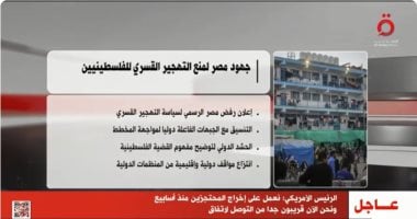"القاهرة الإخبارية" تعرض تقريرا حول جهود مصر لمنع التهجير القسرى للفلسطينيين