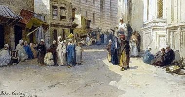 لوحات القاهرة.. شارع المعز بريشة الفنان البريطاني جون فارلي