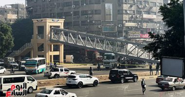 التفاصيل الكاملة لحادث اصطدام سيارة نقل بكوبرى مشاة فى شارع أحمد عرابى بالجيزة