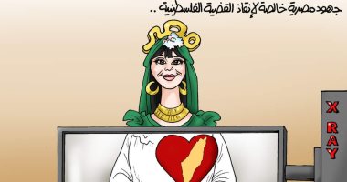 غزة في القلب.. جهود مصرية لإنقاذ القضية الفلسطينية (كاريكاتير)