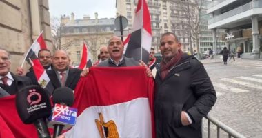 بالأعلام.. الجالية المصرية في فرنسا تشارك بقوة في الانتخابات الرئاسية