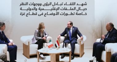 ميلونى تشكر مصر لدورها فى دفع جهود السلام.. الرئيس السيسى يلتقى رئيسة وزراء إيطاليا (إنفوجراف)
