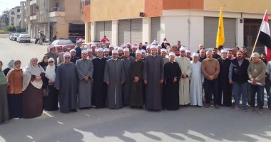 مشايخ الأوقاف بشمال سيناء يحتشدون فى مسيرات للإدلاء بأصواتهم بانتخابات الرئاسة