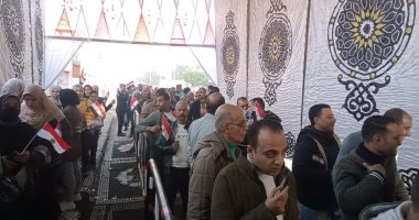 حشود من المواطنين أمام لجان الانتخابات بدسوق حاملين علم مصر.. صور