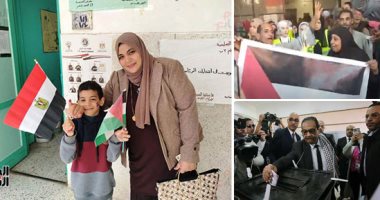 القضية الفلسطينية حاضرة فى المشهد الانتخابى.. المرشح الرئاسى فريد زهران يدلى بصوته بالكوفية.. العلم الفلسطيني يرفرف داخل لجان أسيوط.. الفنانة ساندى تشارك فى انتخابات الرئاسة مرتدية الشال الفلسطينى الشهير