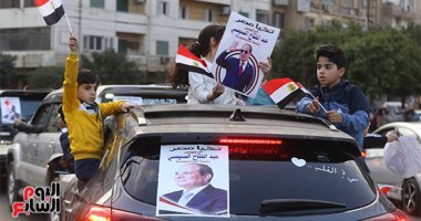 مسيرة بالسيارات بمصر الجديدة احتفالا بتتويج الرئيس السيسى لفترة رئاسية جديدة 