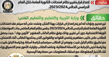أخبار مصر.. الحكومة تنفى تغيير نظام امتحانات الثانوية العامة الحالى