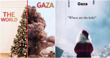 بابا نويل في غزة يسأل: أين ذهب الأطفال؟ صور ورسوم تعبر عن مأساة فلسطين