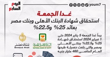 استحقاق شهادة البنك الأهلى وبنك مصر بعائد 25%؜ و22.5% غدا (إنفوجراف)