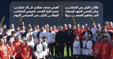 الرئيس السيسى يطمئن على المنتخب ويطالبه ببذل أقصى الجهد لإسعاد الجماهير (إنفوجراف)