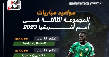 مواعيد مباريات المجموعة الثالثة فى أمم أفريقيا.. إنفو جراف
