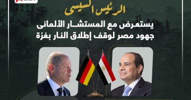 الرئيس السيسى يستعرض مع المستشار الألمانى جهود مصر لوقف إطلاق النار بغزة (إنفوجراف)