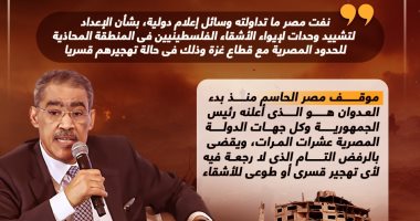 مصر تنفى مزاعم مشاركتها فى تهجير الفلسطينيين من غزة إلى سيناء (إنفوجراف)