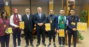 5 ميداليات ذهبية لطلاب تربية رياضية القناة ببطولة كأس العالم للقوة البدنية
