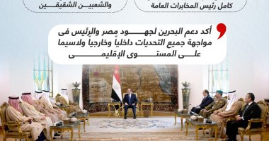 الرئيس السيسى يبحث مع مستشار الأمن الوطنى بالبحرين التهدئة بغزة.. إنفوجراف