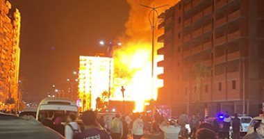حريق استوديو الأهرام بعد ساعات من ختام يوم تصوير مسلسل المعلم.. صور