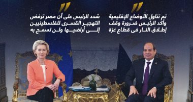 الرئيس السيسى لرئيسة المفوضية الأوروبية: مصر ترفض التهجير القسرى للفلسطينيين (إنفوجراف)