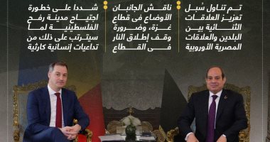 الرئيس السيسى ورئيس الوزراء البلجيكى يشددان على خطورة اجتياح رفح الفلسطينية (نفوجراف)