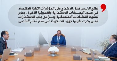 الرئيس السيسى يبحث إجراءات الحكومة لمواجهة التضخم وضمان استقرار الأسعار.. إنفوجراف