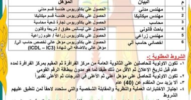 محافظة الوادى الجديد: وظائف شاغرة فى 6 تخصصات بمركز الفرافرة بالأجر اليومى