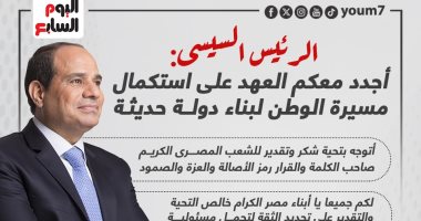 الرئيس السيسى للمصريين: أجدد معكم العهد على استكمال مسيرة الوطن (إنفوجراف)