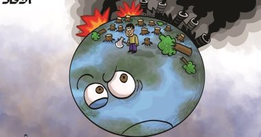شبح التلوث البيئي والقطع الجائر للأشجار فى كاريكاتير إماراتي