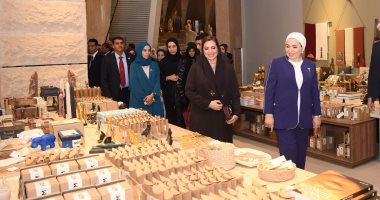 السيدة انتصار السيسى وحرم جلالة سلطان عمان فى زيارة المتحف المصري الجديد