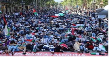 مظاهرات جديدة فى برشلونة لدعم غزة والمطالبة بوقف الحصار الإسرائيلى