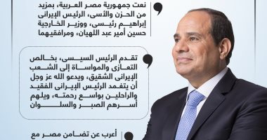 الرئيس السيسى يؤكد تضامن مصر مع قيادة وشعب إيران فى المصاب الجلل (إنفوجراف)