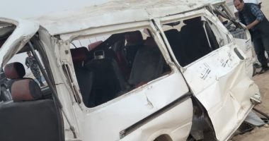 إصابة 9 أشخاص في حادث انقلاب ميكروباص بطريق أسيوط الغربي   